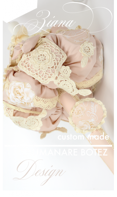 Lumanare de botez cu dantela ivory din bumbac, 65x4cm, Ziana 3